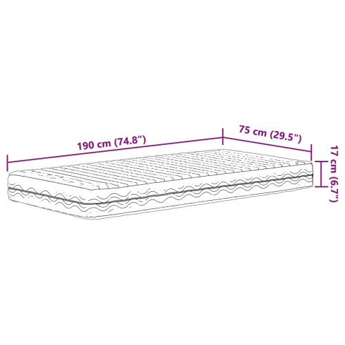Skummadras H2/H3 - 75 × 190 cm, hvid, vendbar 7-zoner