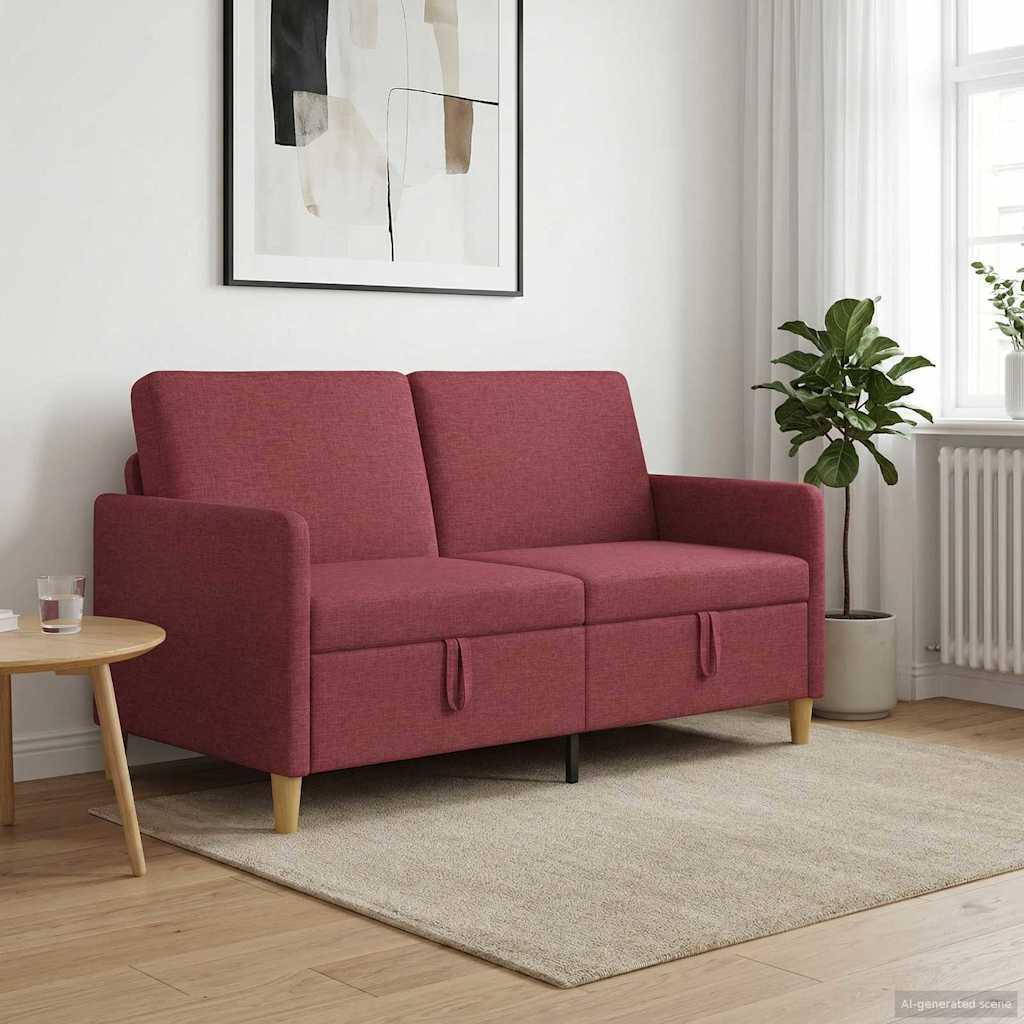 Sofa med opbevaring - vinrød, 2-personers, 152 × 78 × 87 cm, polyester billede