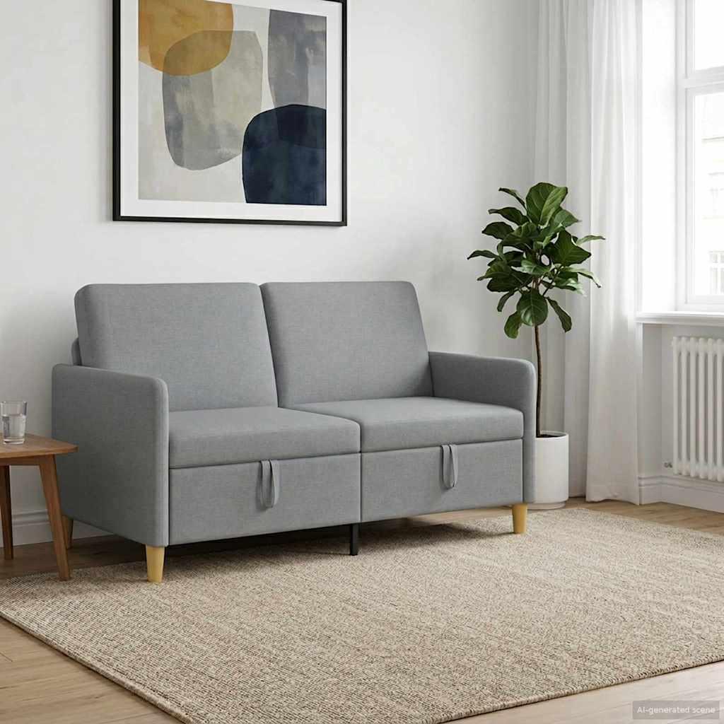 Sofa med opbevaring - lysegrå 2-personers, 152 × 78 × 87 cm polyester billede