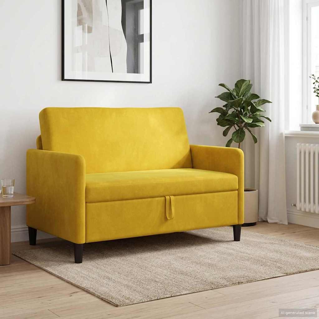 Sofa med opbevaring - gul 2-personers, 122 × 78 × 87 cm, polyester billede
