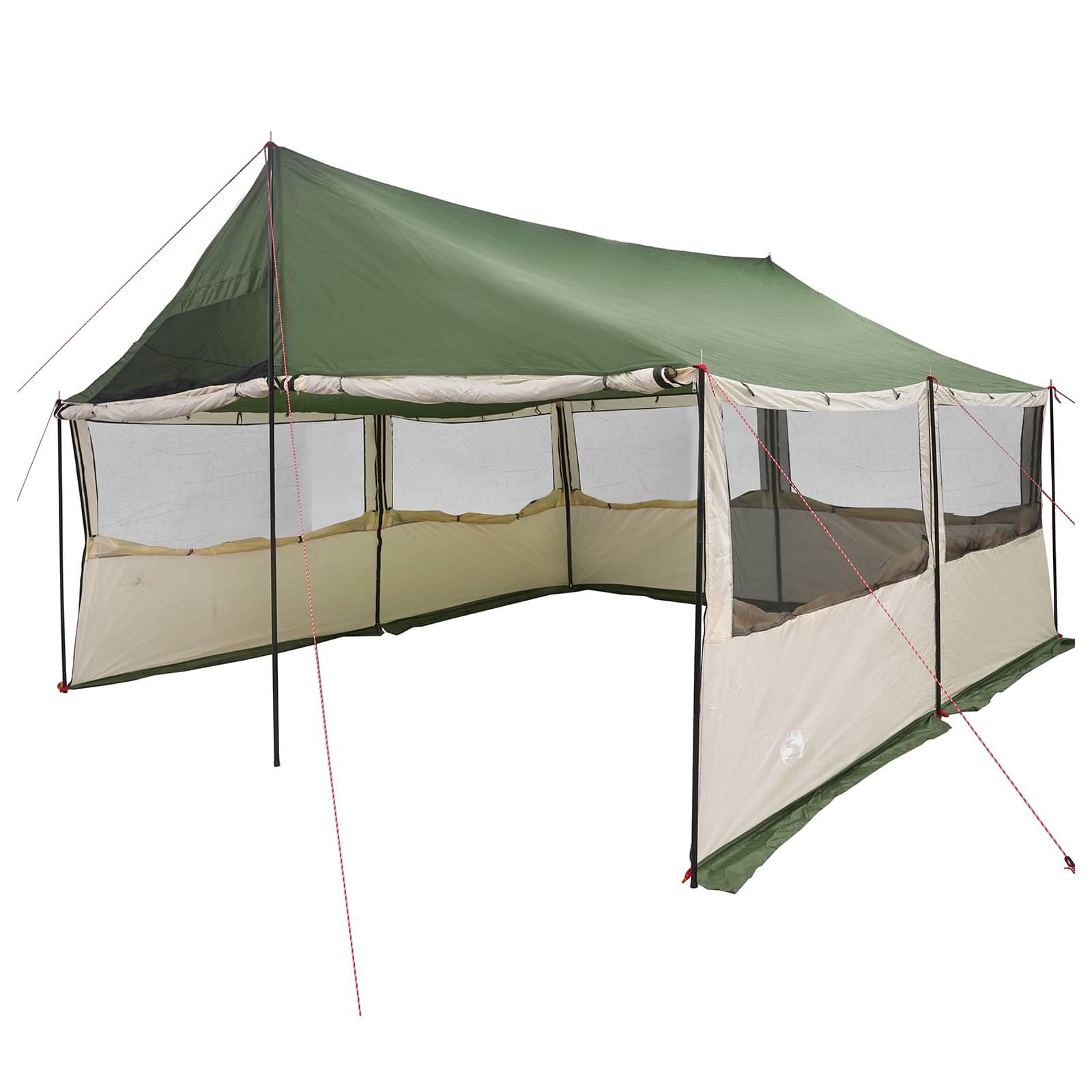 Familietelt med tag Grøn 450 x 400 x 265 cm Polyester og Stål billede