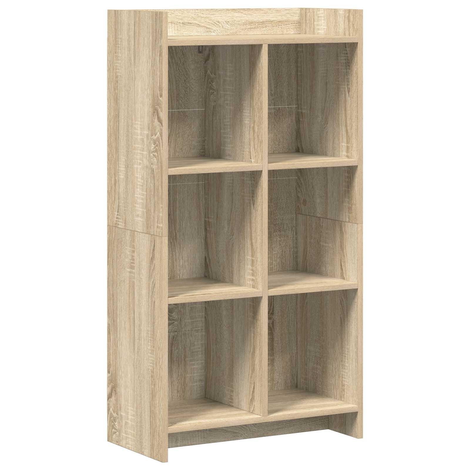 Bogreol i sonoma-eg - 59 × 30 × 111 cm, konstrueret træ, 6 hylder