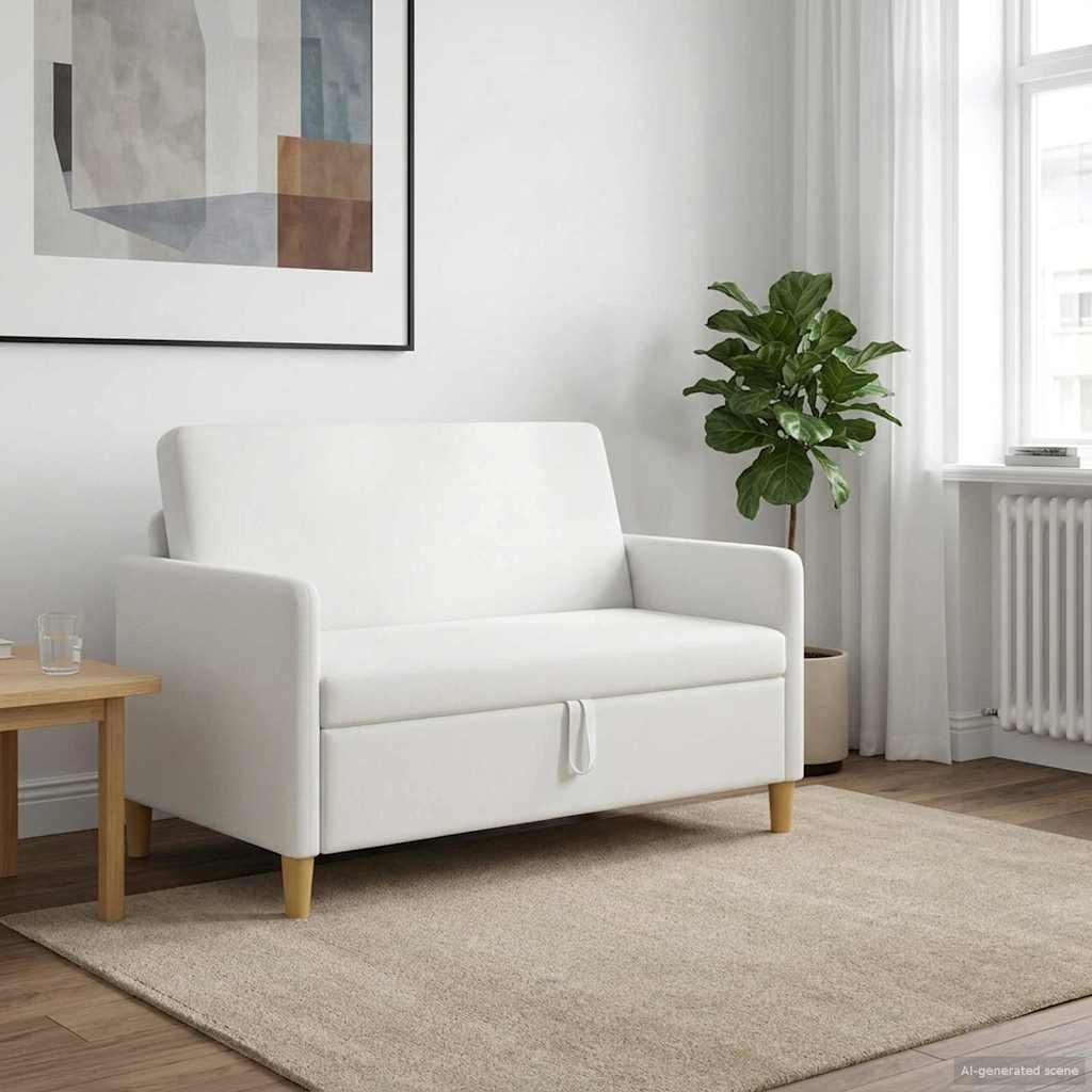 Sofa med opbevaring - hvid polyester, 2-personers 122 × 78 × 87 cm billede