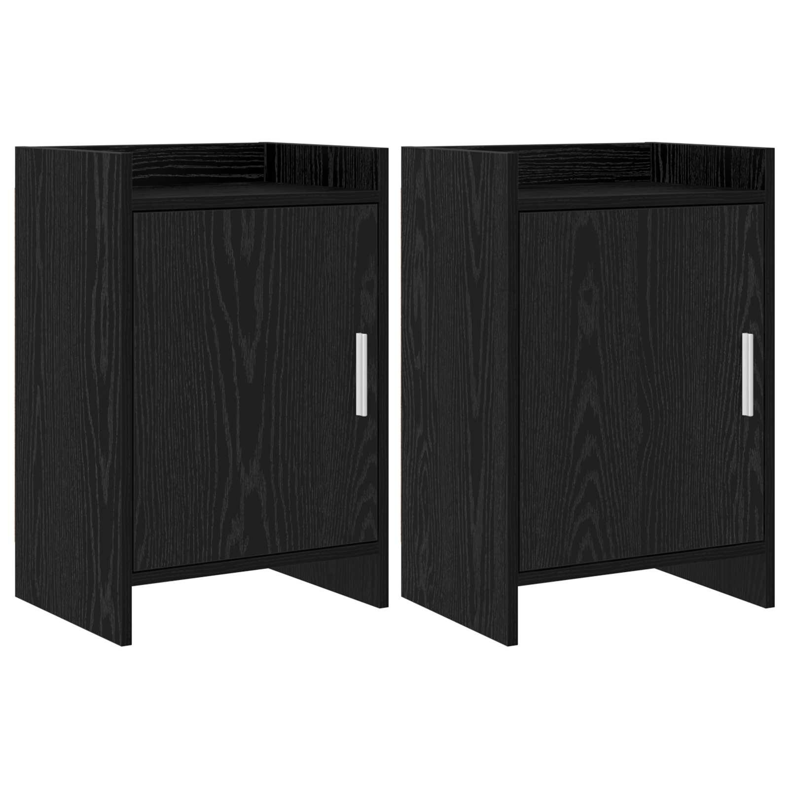 Sengeborde - 2 stk i sort eg, 40 × 30 × 60 cm, konstrueret træ billede