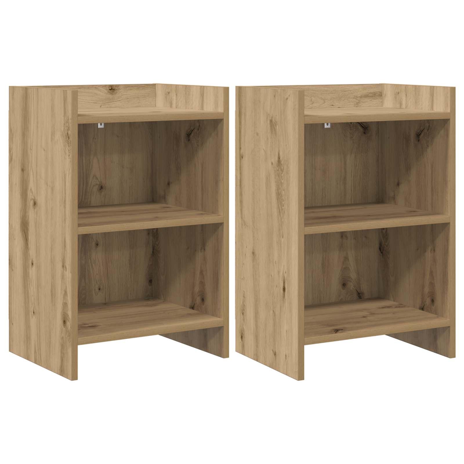 Sengeborde 2 stk i artisan-eg - konstrueret træ 40 × 30 × 60 cm billede