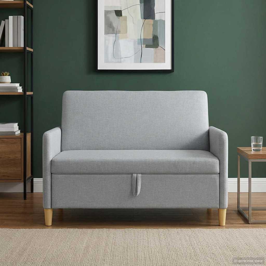 Sofa med opbevaring - lysegrå 2-personers, 122 × 78 × 87 cm i polyester billede