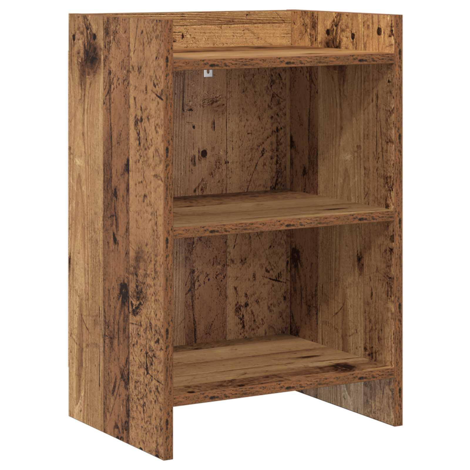 Sengebord i gammelt trælook 40 × 30 × 60 cm - konstrueret træ, 2 hylder billede