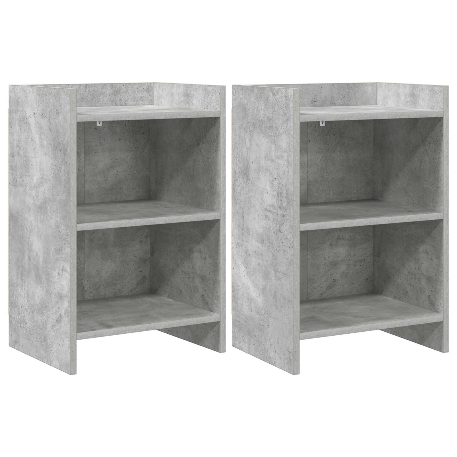 Sengeborde 2 stk Betongrå 40 x 30 x 60 cm Konstrueret træ billede
