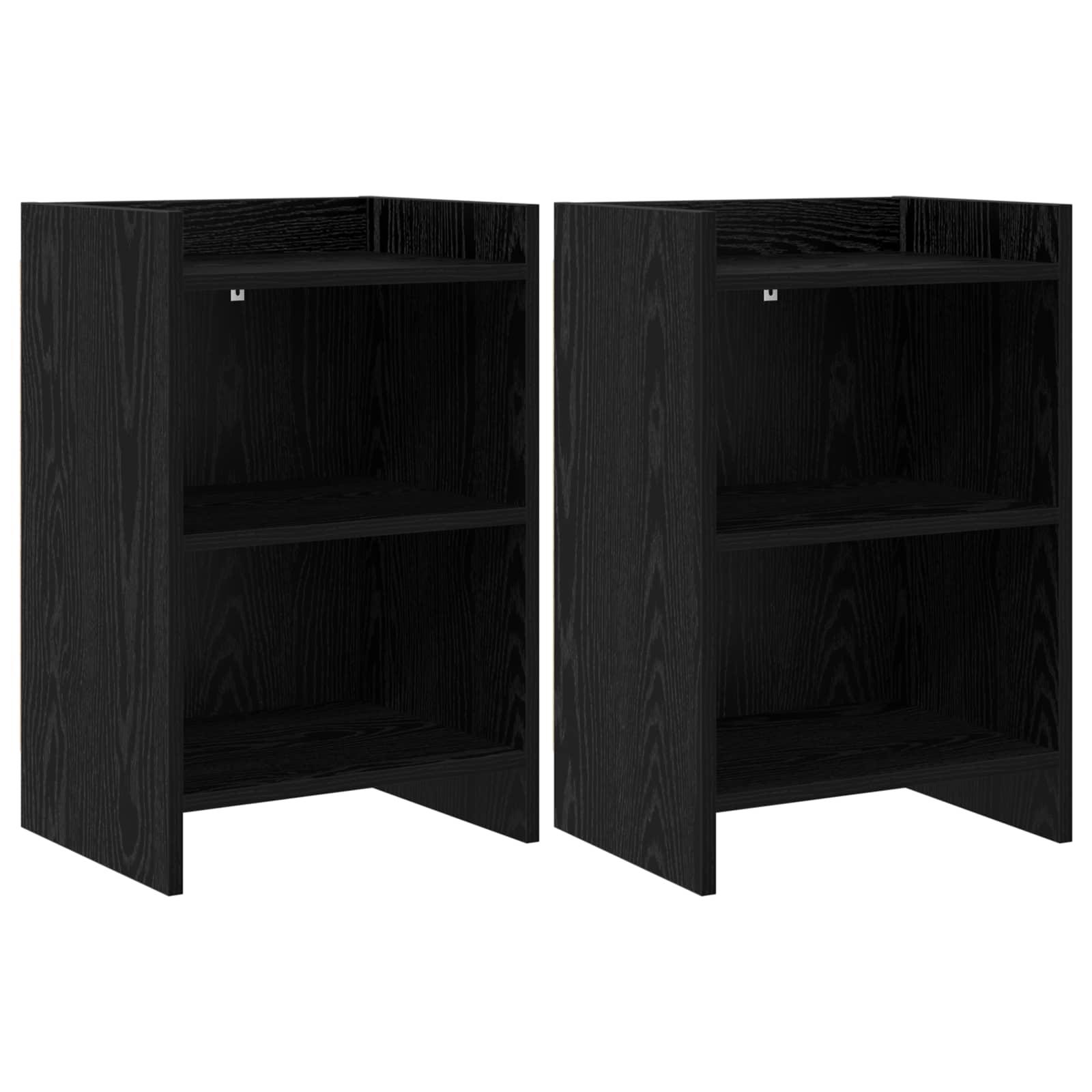 Sengeborde sæt af 2 - sort eg, 40 × 30 × 60 cm, konstrueret træ billede