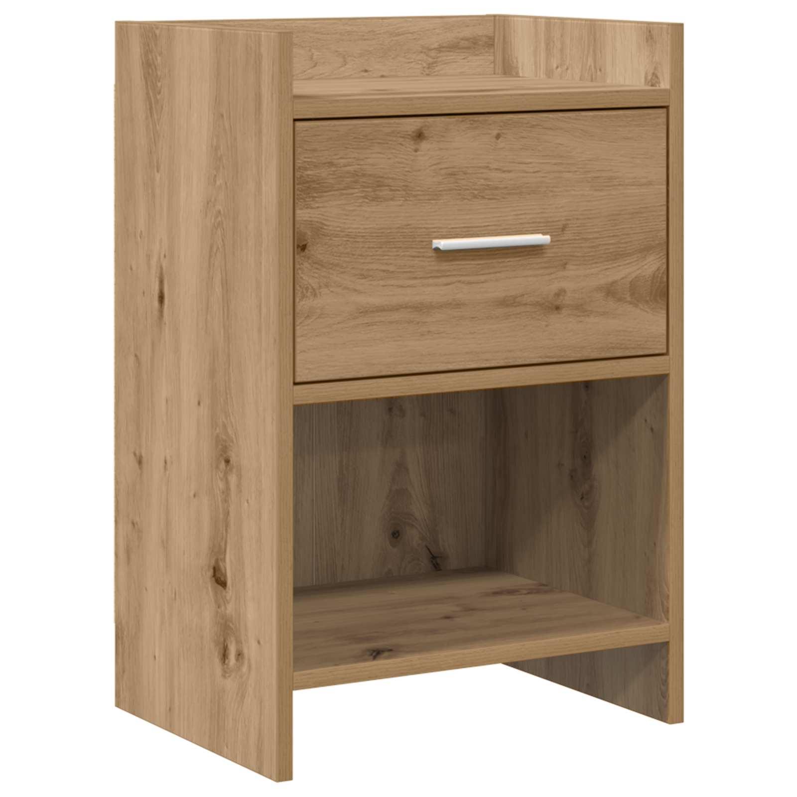 Sengebord i artisan-eg - konstrueret træ, 40 × 30 × 60 cm billede