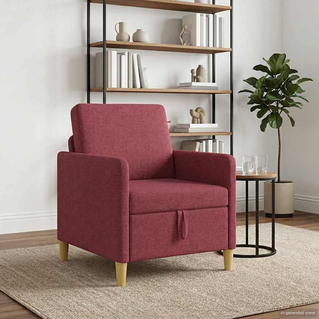 Sofa med opbevaring - vinrød polyester, 72 × 78 × 87 cm billede