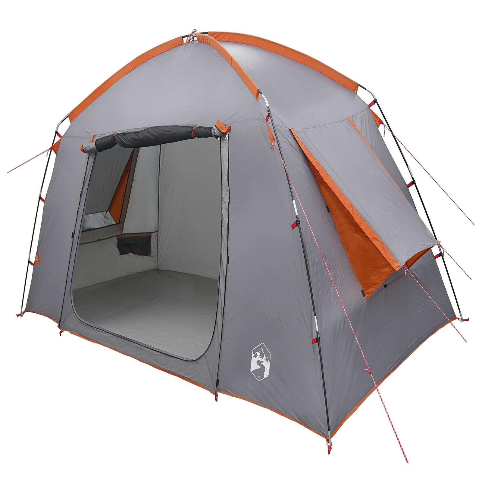 Hyttetelt med tag Grå og orange 210 x 210 x 138 cm Polyester billede