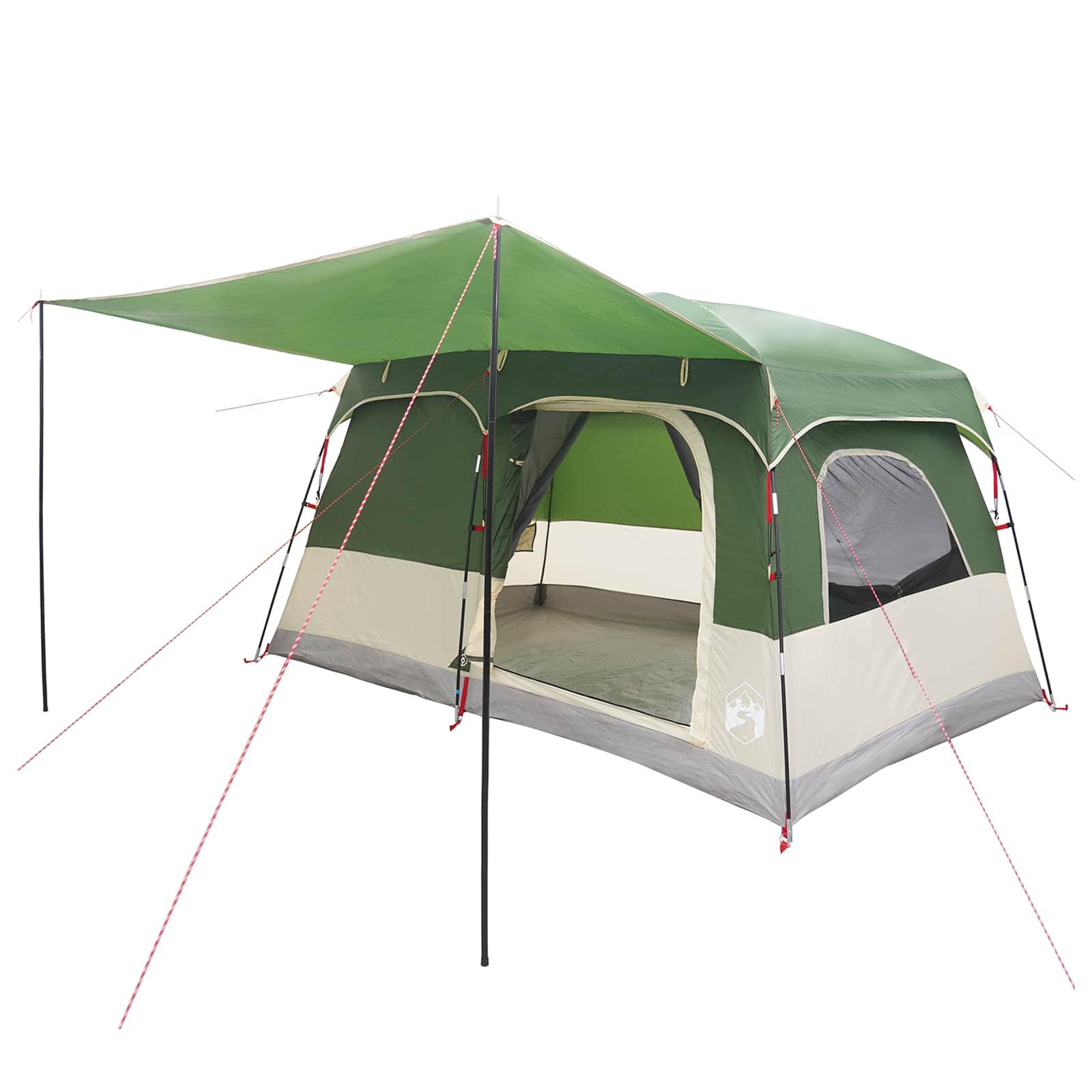 Familietelt med tag Grøn 320 x 210 x 180 cm Polyester billede