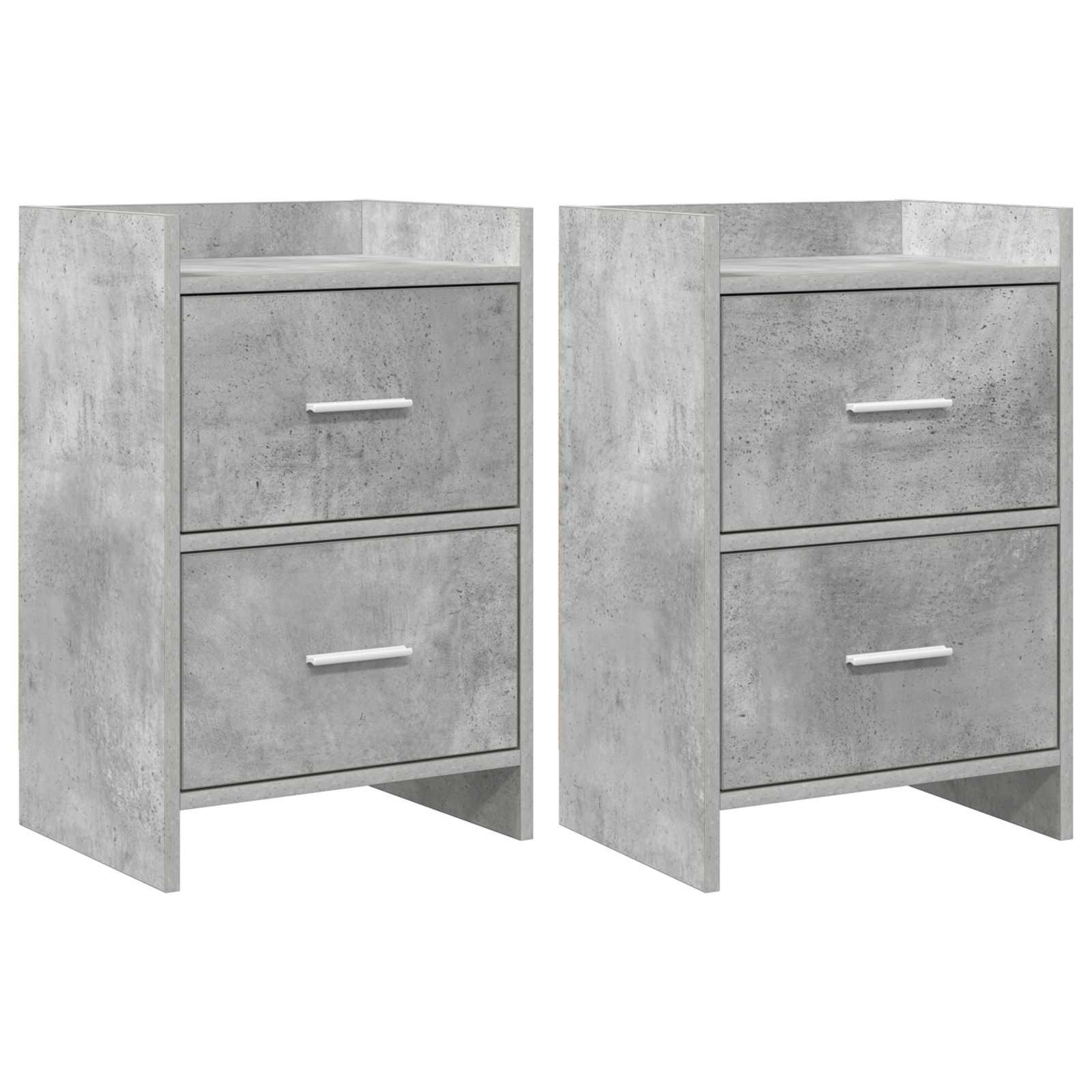 Sengeborde 2 stk Betongrå 40 x 30 x 60 cm Konstrueret træ billede