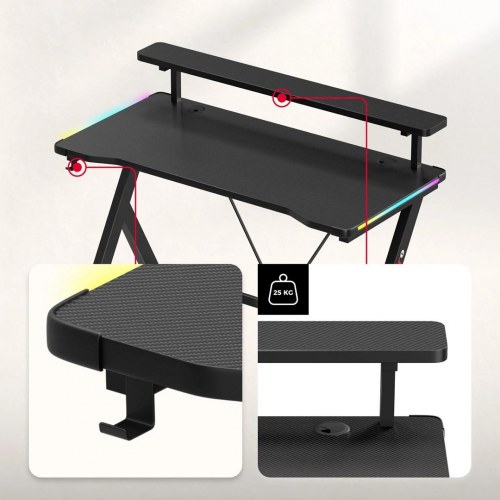 Huzaro Hero 1.9 RGB gamingbord - sort, 120 × 60 cm