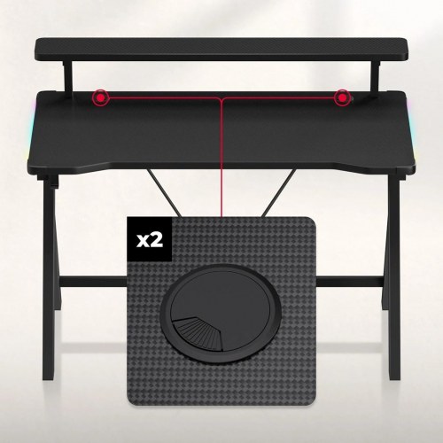 Huzaro Hero 1.9 RGB gamingbord - sort, 120 × 60 cm