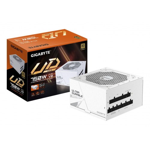 Gigabyte UD750GM PG5 V2 ICE strømforsyning - 750 W, 80 Plus Gold, fuldt modulær, PCIe Gen 5.1, ATX 3.1