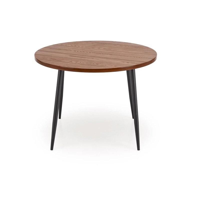 Rundt spisebord 105 × 105 × 75 cm - brun bordplade og sorte ben billede