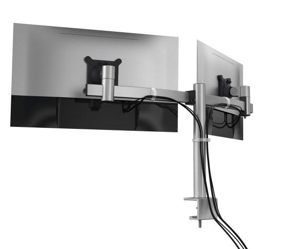 DURABLE PRO dobbelt skærmholder - bordklemme, sølv
