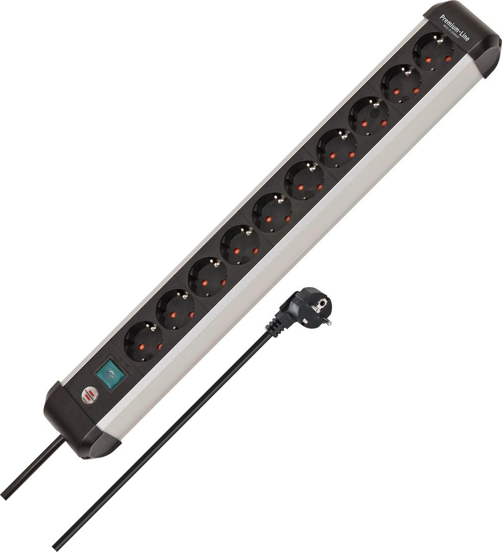 Brennenstuhl Premium ALU-Line stikdåse - 10 udtag, 3 m billede