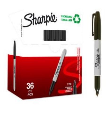 Sharpie 2025040 permanent marker - 36 stk, sort - fin spids billede