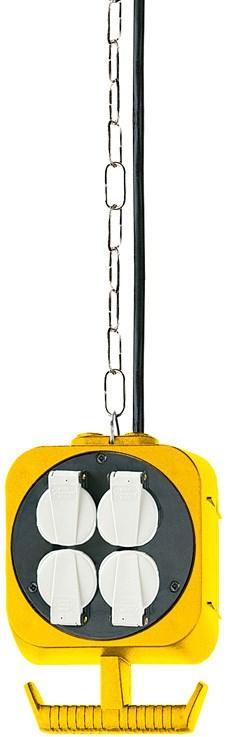 Brennenstuhl 1151760 stikdåse - 2 udtag, 5 m kabel, gul/sort/hvid billede