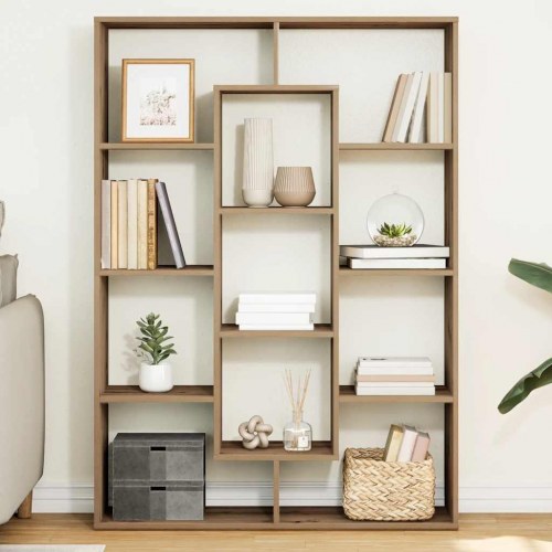 Bogreol 102×29×143 cm - konstrueret træ i egetræsfarve