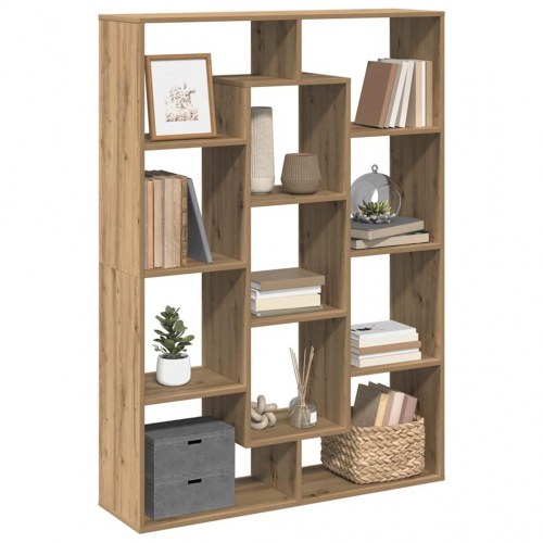 Bogreol 102×29×143 cm - konstrueret træ i egetræsfarve