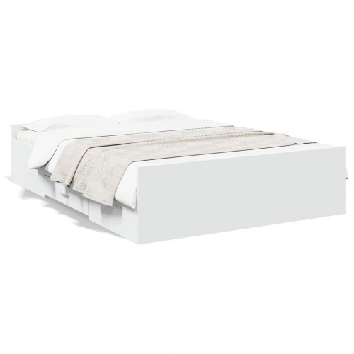 Sengeramme med 2 skuffer 140 x 190 cm - hvid