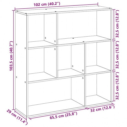 Bogreol/rumdeler i konstrueret træ - 102 × 29 × 103,5 cm, kunsteg