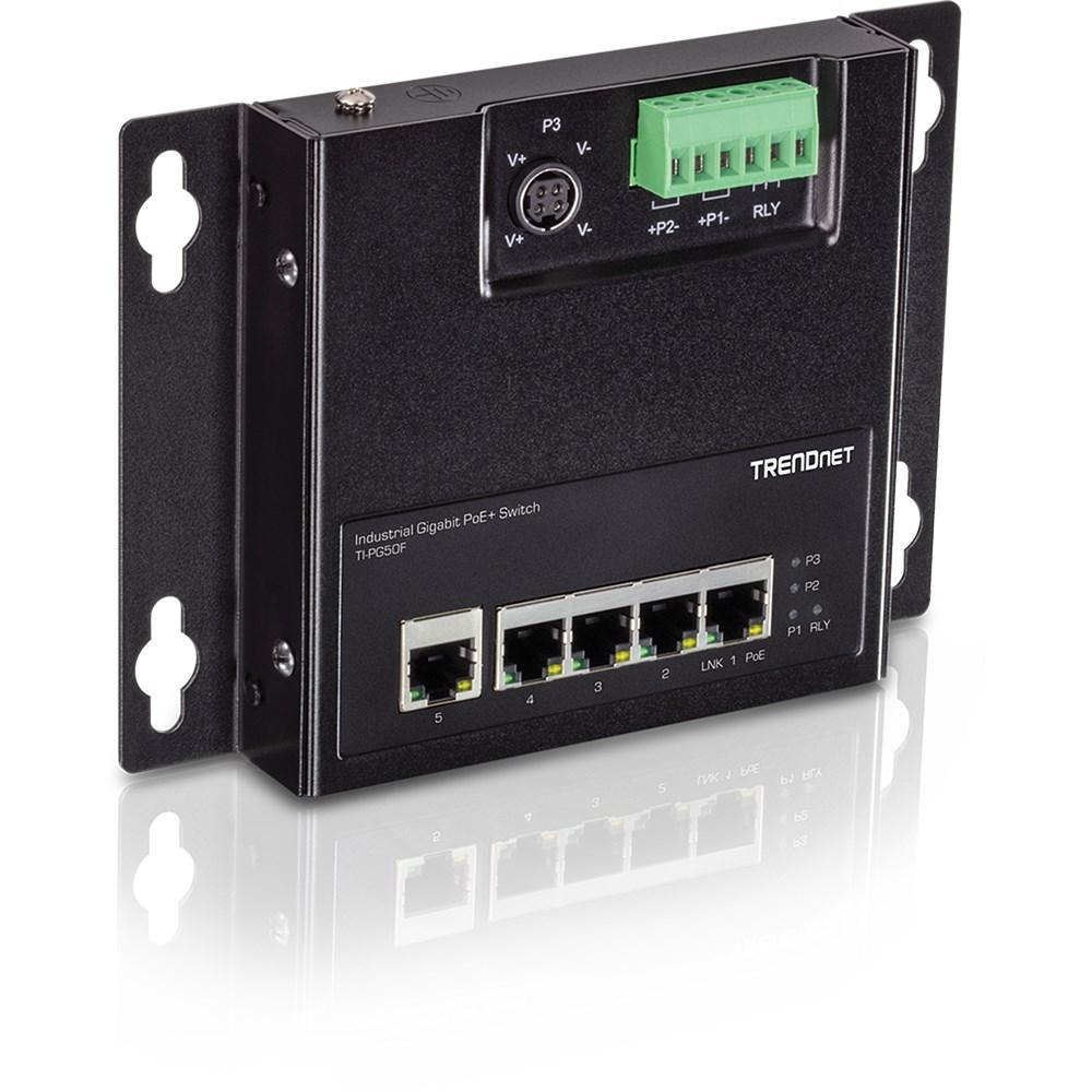 TRENDnet TI-PG50F - uadministreret Gigabit PoE+ switch, 5 porte - Sort billede