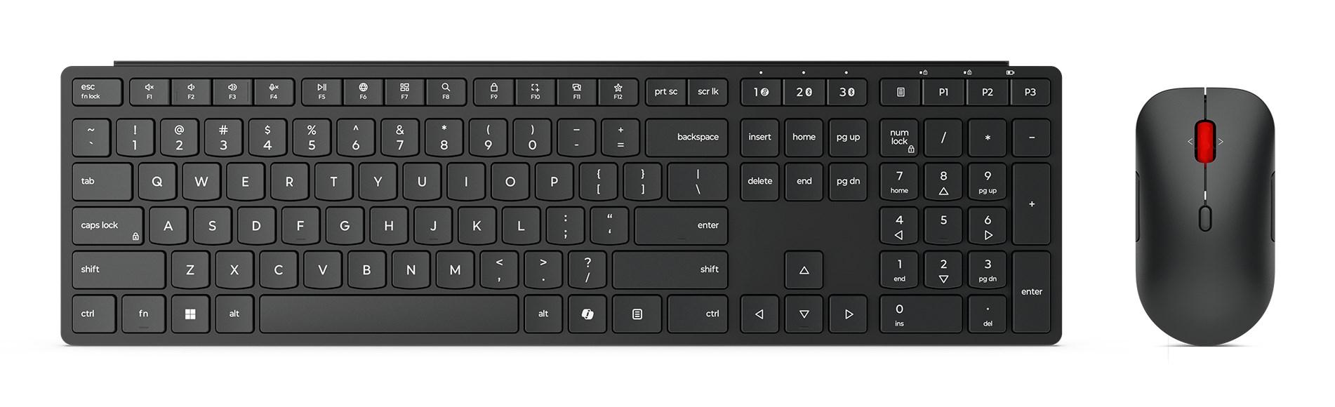 Lenovo 4X31S04810 trådløst tastatur og mus - RF + Bluetooth, US-layout, sort billede
