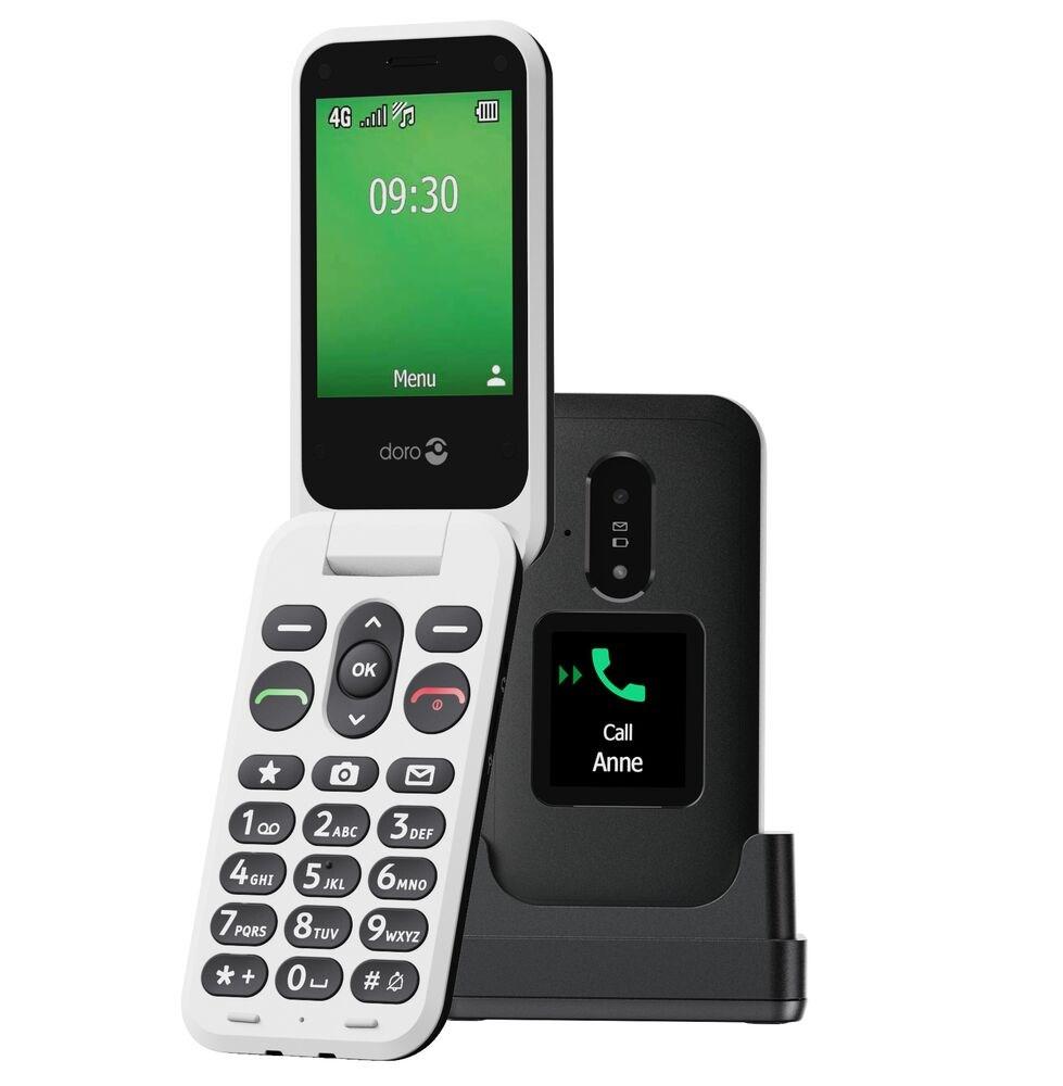 Doro Leva E30 klaptelefon 2,8" 4G - sort/hvid billede