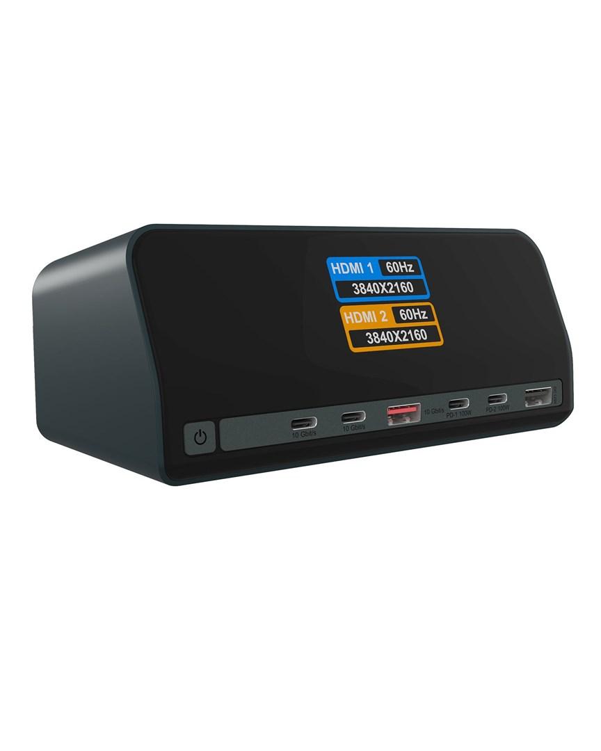 ICY BOX Heart Dock 2300 - 11‑i‑1 dockingstation med dobbelt video og LCD-skærm billede