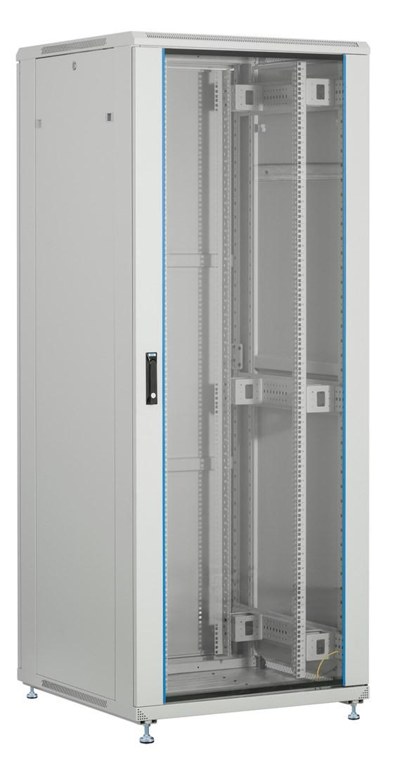 PEL-4288GR.G1SV 42U gulvstående rackskab - grå, glasdør, 800×800 mm billede