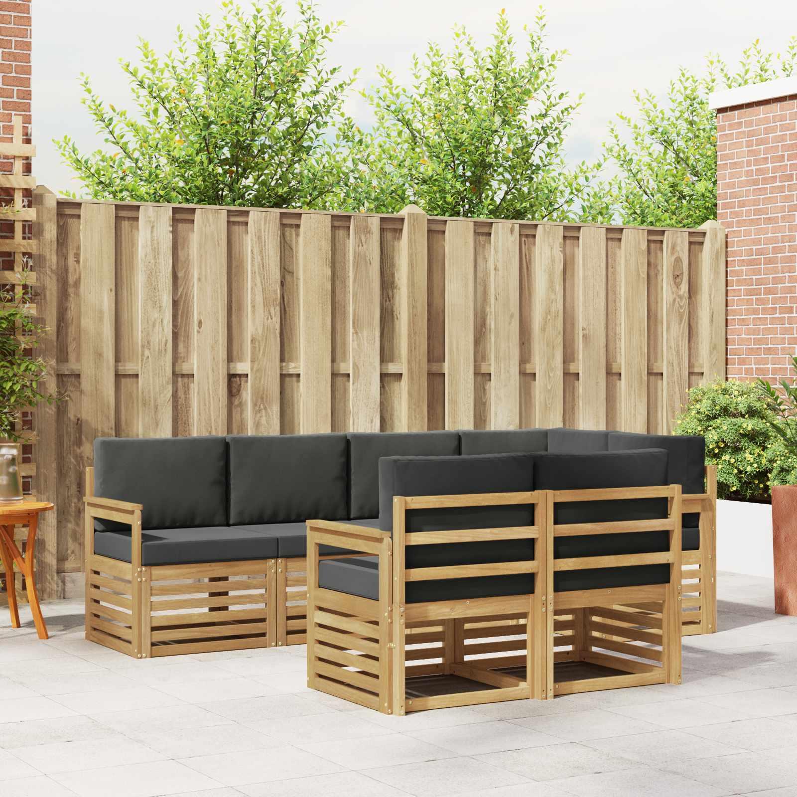 Udendørs sofagruppe 7 stk Hvid og antracit 247 x 128,5 x 73 cm billede
