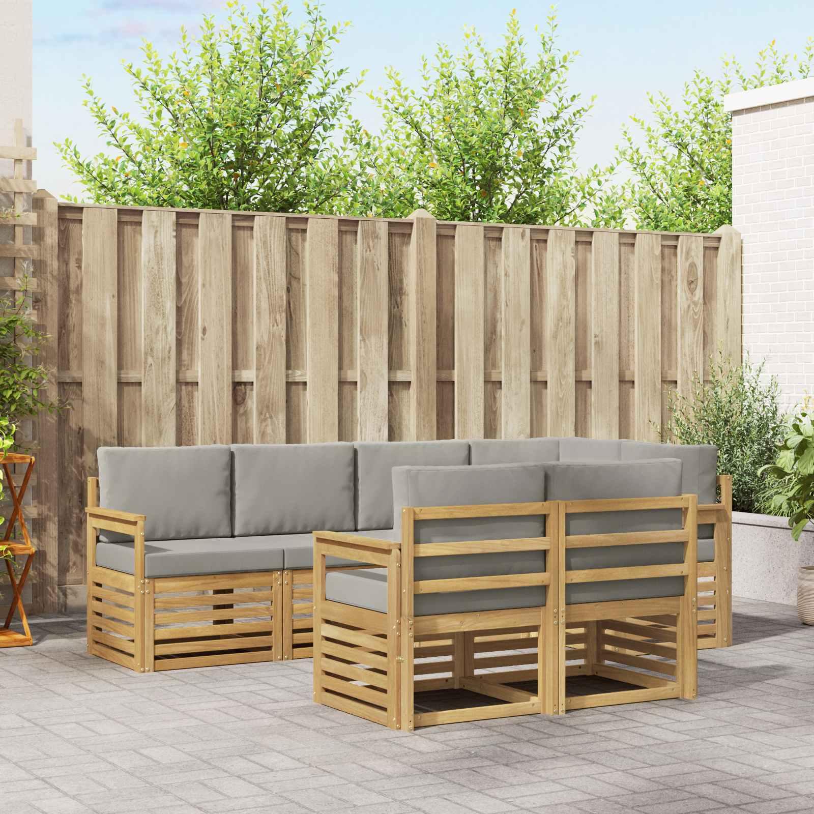 Udendørs sofagruppe 7 stk Hvid og lysegrå 247 x 128,5 x 73 cm billede