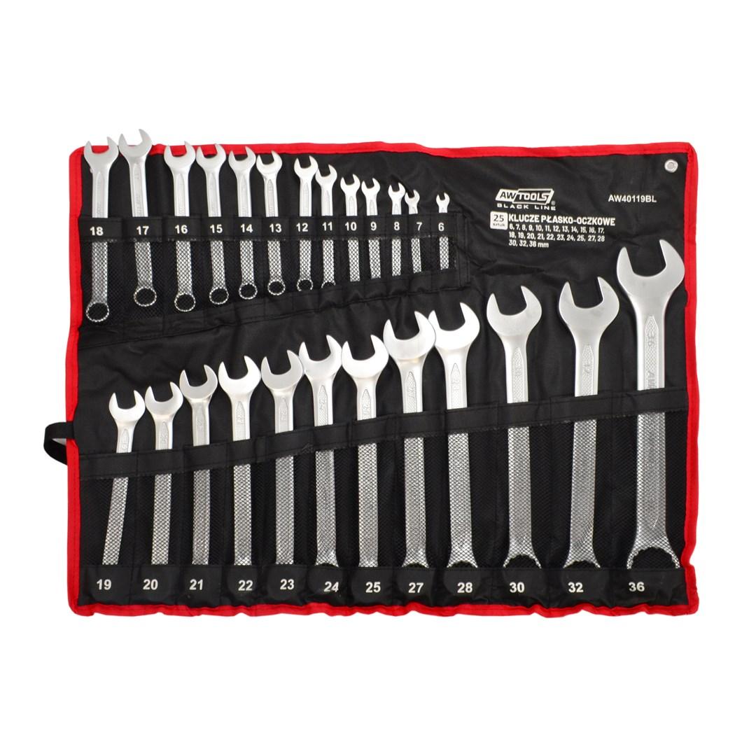 AWTOOLS fastnøgle-/ringnøglesæt 25 dele - 6-36 mm, Black Line billede