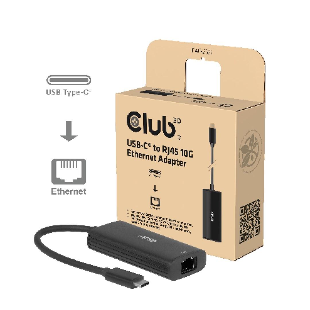 Club 3D - Netværksadapter - USB-C - 100M/1G/2.5G/5G/10 Gigabit Ethernet x 1 - sort