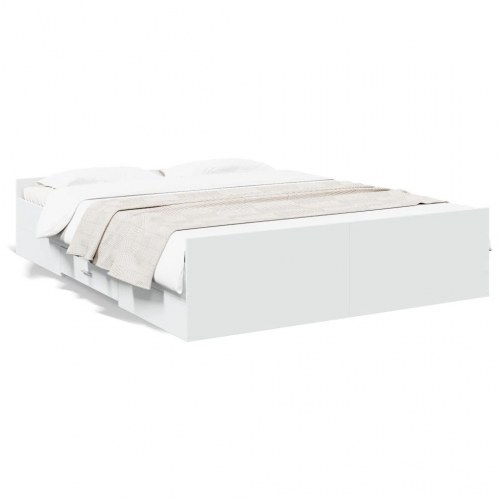 Sengeramme med 2 skuffer 140 x 200 cm - hvid