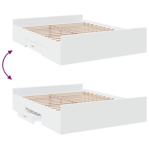 Sengeramme med 2 skuffer 140 x 200 cm - hvid