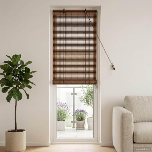 Rullegardin i bambus - brun 40 x 220 cm