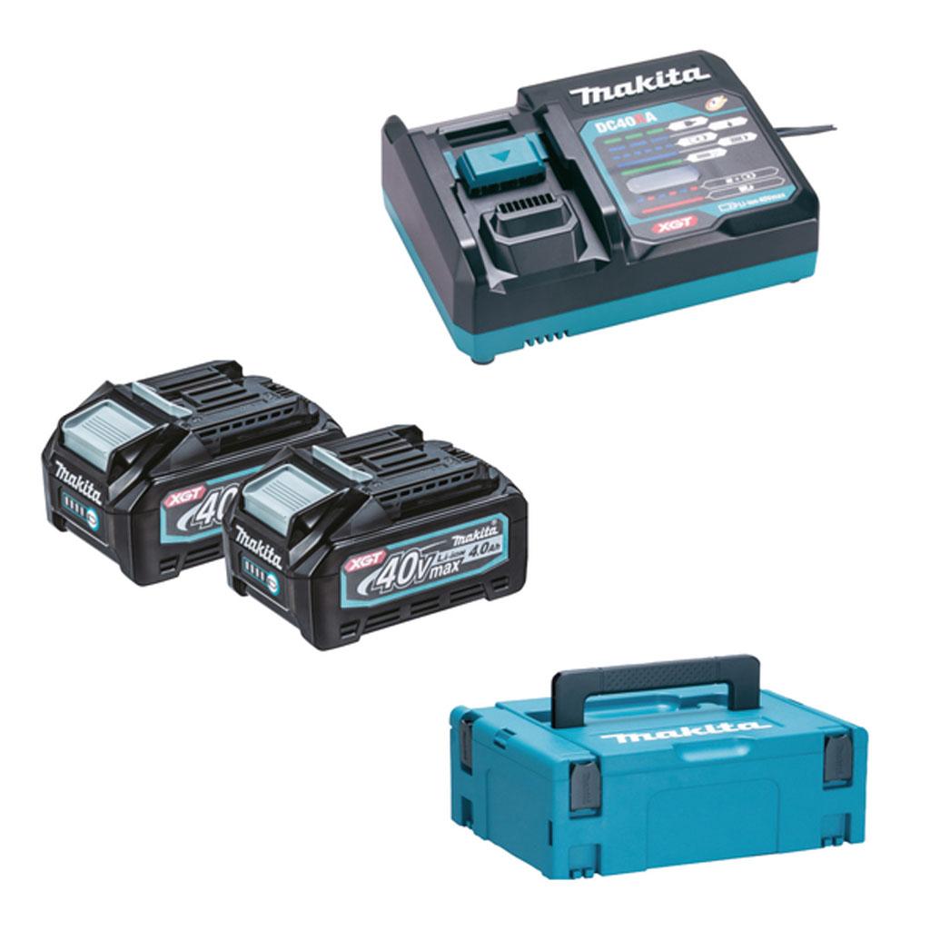 Makita XGT 40 V batteri- og opladersæt - 2×4,0 Ah med kasse
