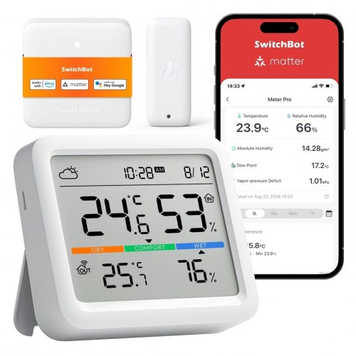 SwitchBot Meter Pro - hvid LCD termometer/hygrometer (batteri)