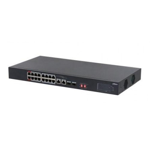 Dahua S3218-16ET-135 PoE switch - Unmanaged L2, 16x Gigabit, 135 W, 1U, sort