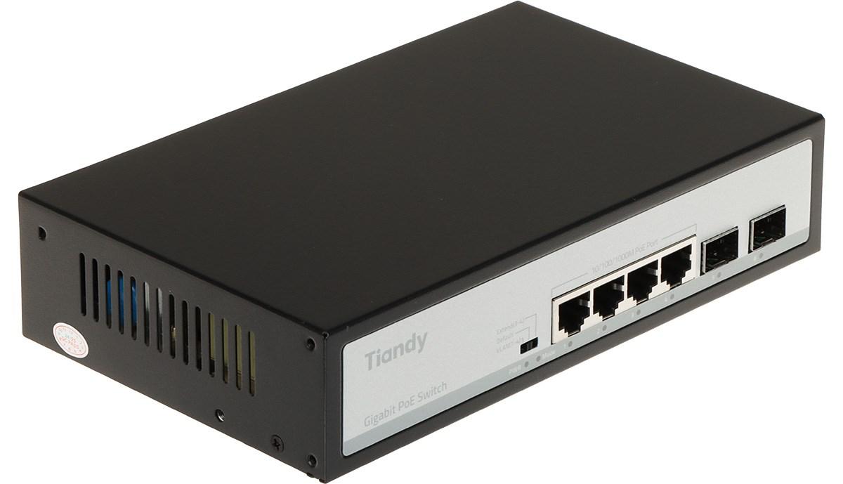 Tiandy Gigabit PoE-switch - 4 porte + 2 SFP (TC-P3S06) billede
