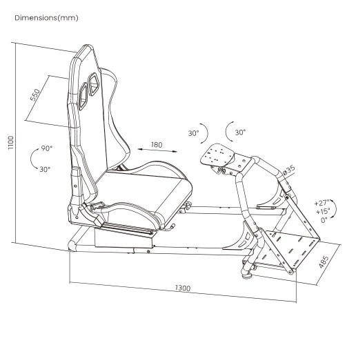 GT3 Superfast V2 racing cockpit - sort/rød gamerstol-ramme