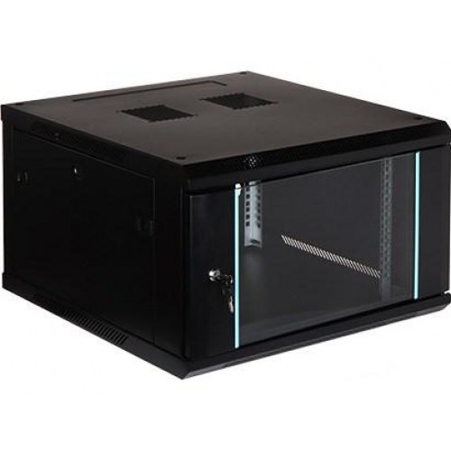 Væghængt rackskab 19" - 6U, 600 mm dyb, blå detaljer (EPRADO-R19-6U/600-BLUE)
