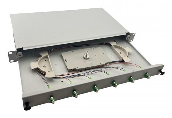 19" rackpanel 1U i stål - grå, med 6 x LC/APC billede