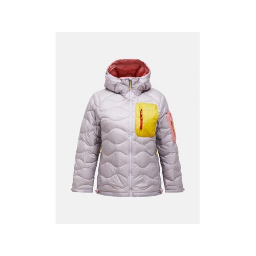 Peak Performance Helium Utility Down Hood Jacket - dunjakke dame, Misty Lavender/Canary Lime, str. S